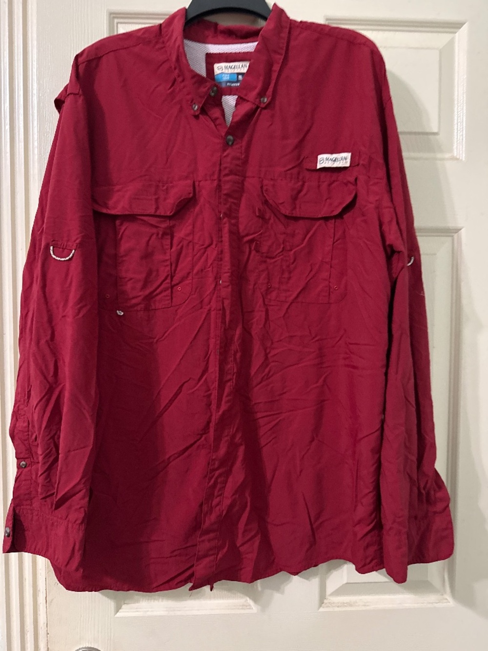 Magellan dark red long sleeve relaxed for fish gear men’s shirt